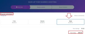 Pick your DreamHost yearly Shared plan